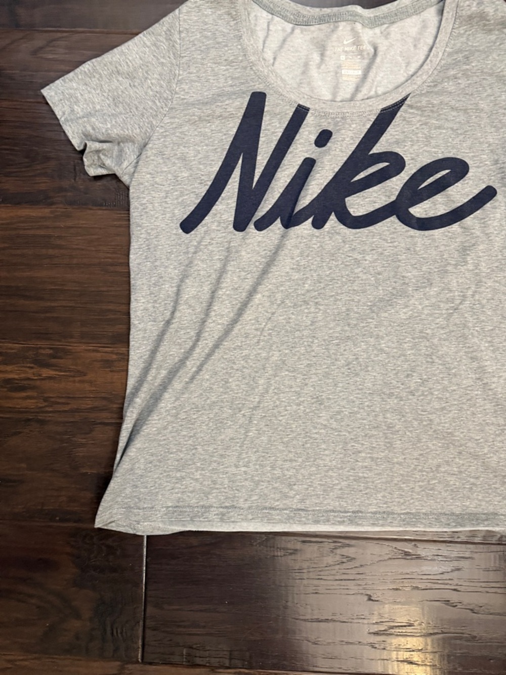 Nike Light Gray Scoop Neck Tee with Navy Script - Picture 4 of 12